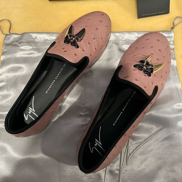 Giuseppe Zanotti Ostrich Textured Leather Slip On Stylish Loafer size 36 or 6 - Picture 6 of 13